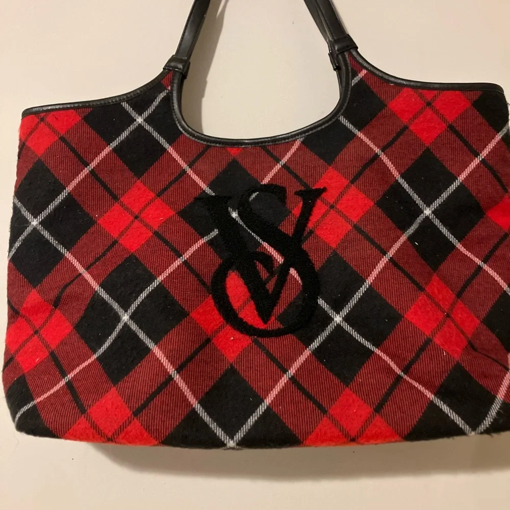 Victoria's Secret Red and Black Plaid Tote